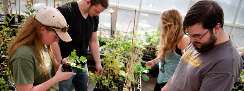 Forestry students in the biodome.