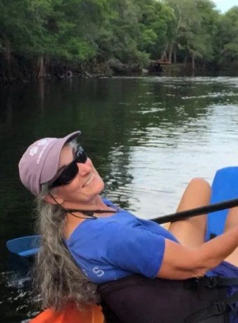 Bette Loiselle in a kayak