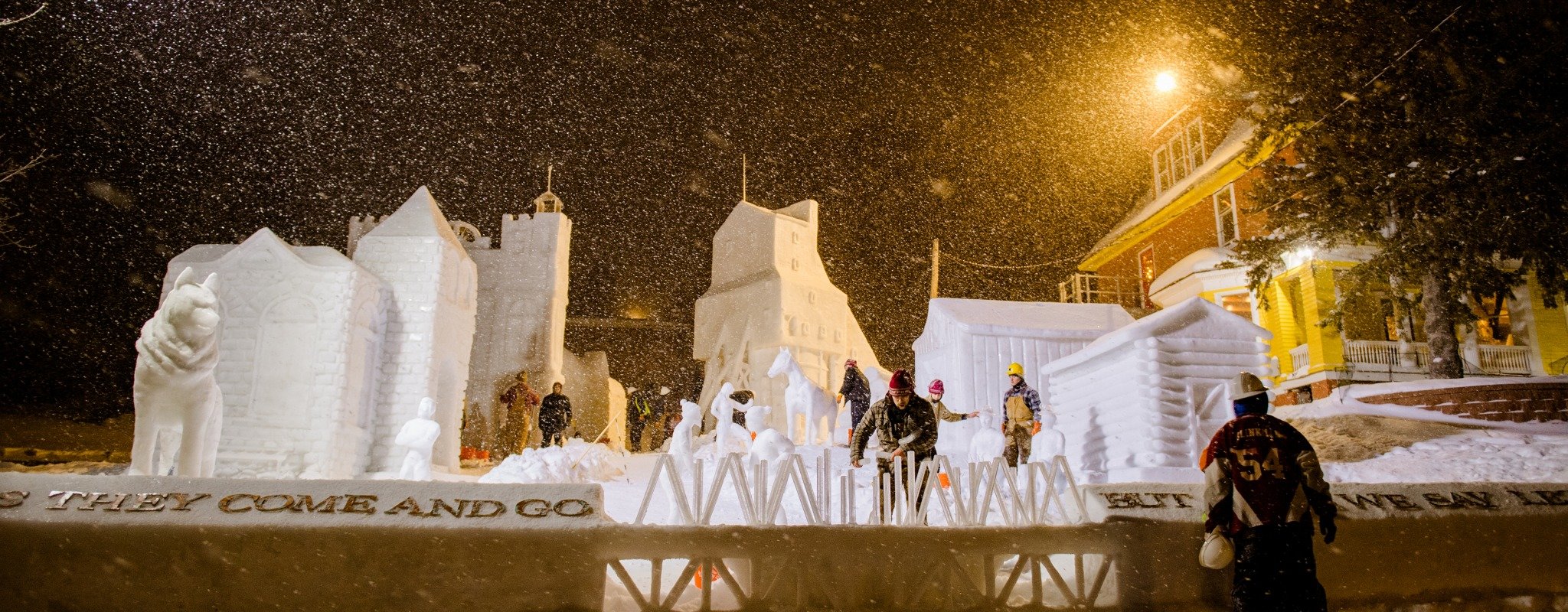 Michigan Tech during winter carnival at night