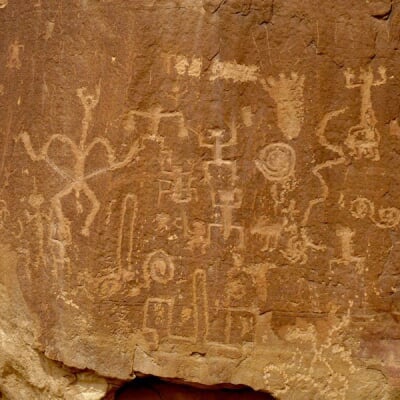 petroglyphs found in Chaco Canyon, New Mexico.