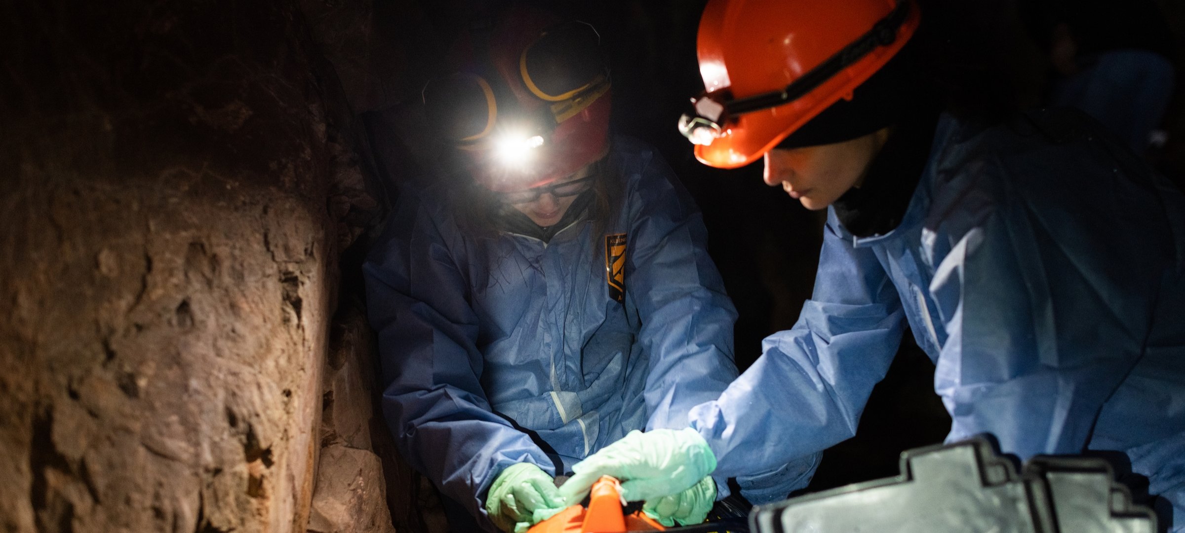 Mining Engineering students work on site inside mines.