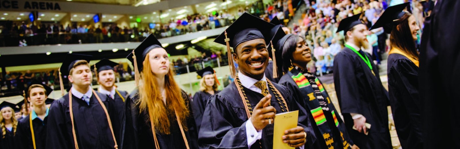 Students walking at commencement