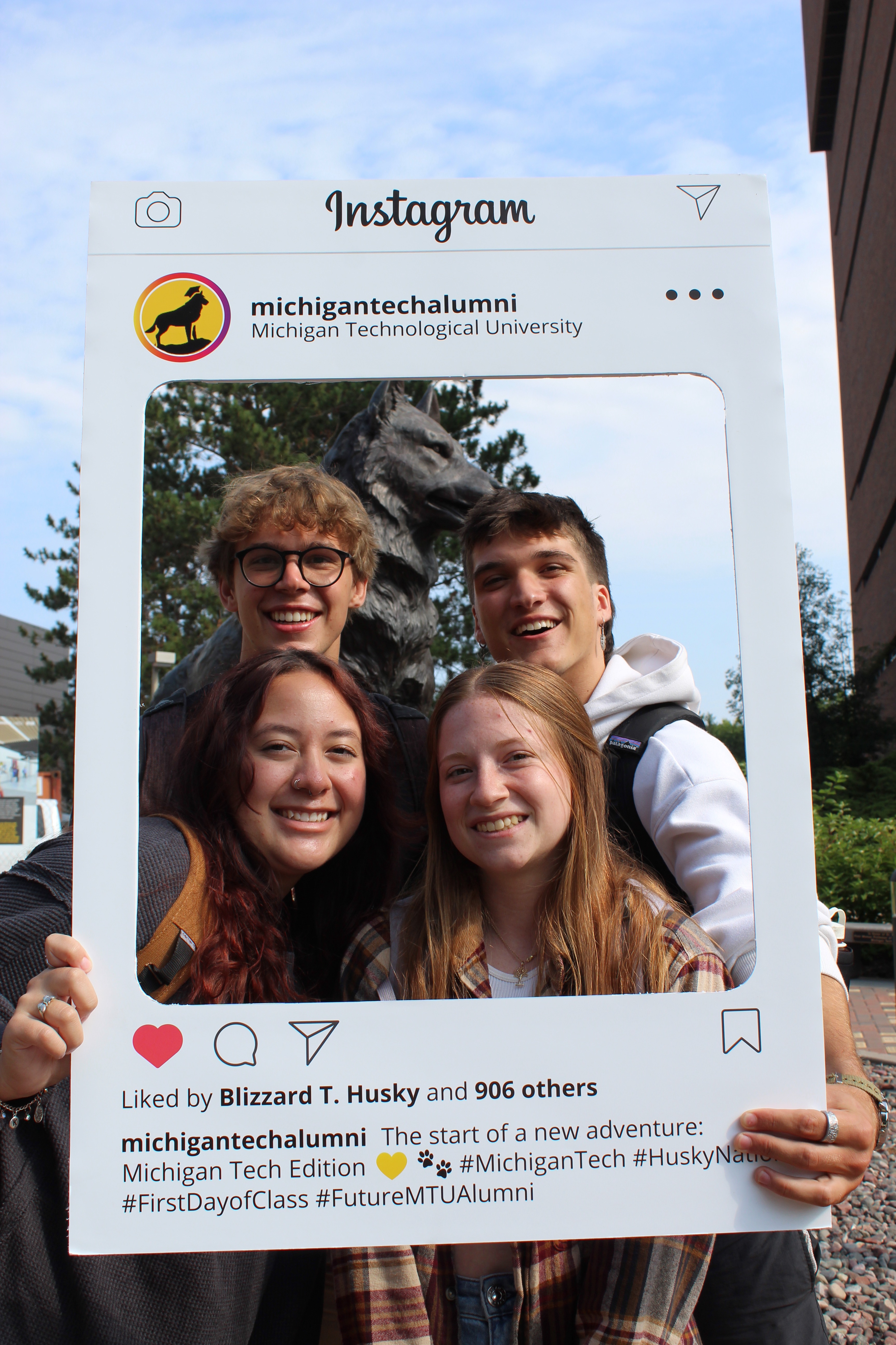 Students take selfie during first day of school