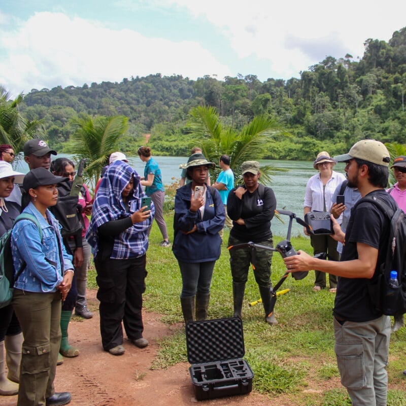 Parth Bhatt teaches a drone workshop in Suriname, South America.