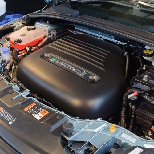 Close-up of an electric car battery.