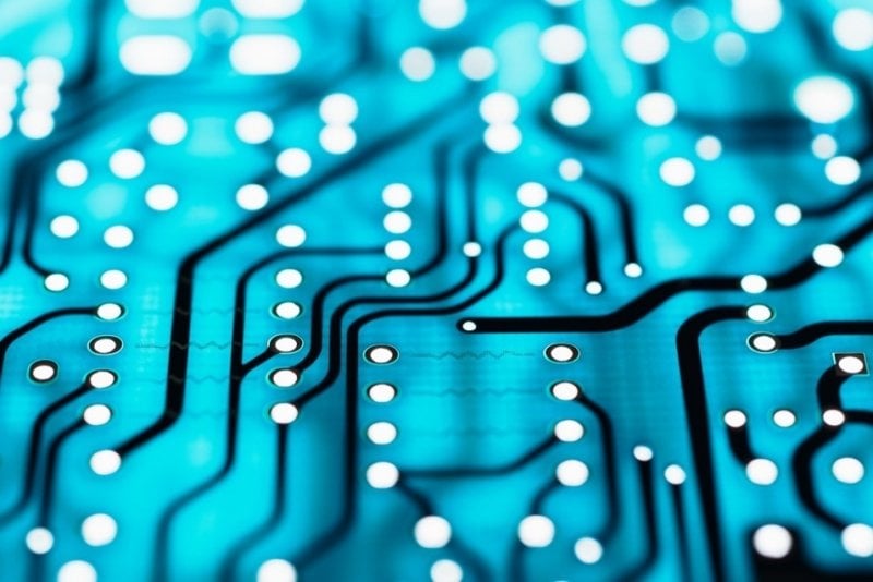 Close up of a circuit board.