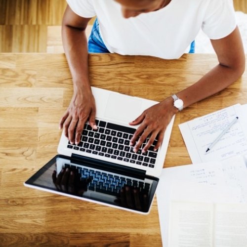 Person studying on computer.