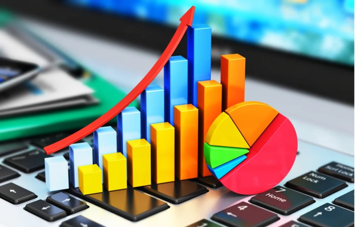 A colorful 3-D graphic of a bar chart.