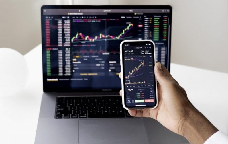 Person holding a smartphone while analyzing their health data.