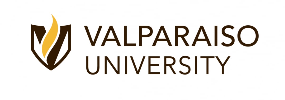 Logo for Valparaiso University, which includes the name of the university and a torch and flame on the left side.