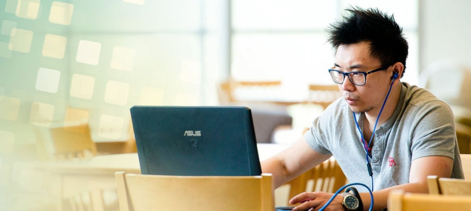 Student studying online.