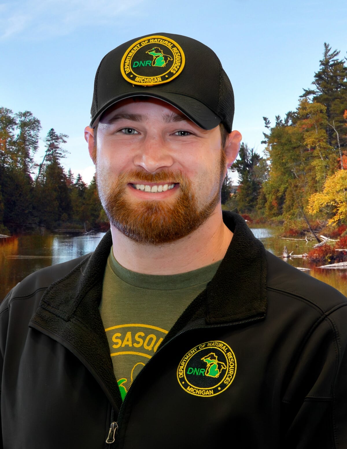 Headshot of James Miller wearing his full Michigan DNR uniform.