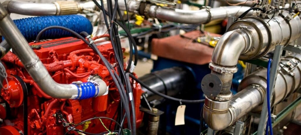 A close up of an internal combustion engine.