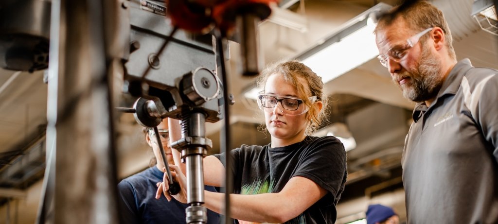 Machine shop students.