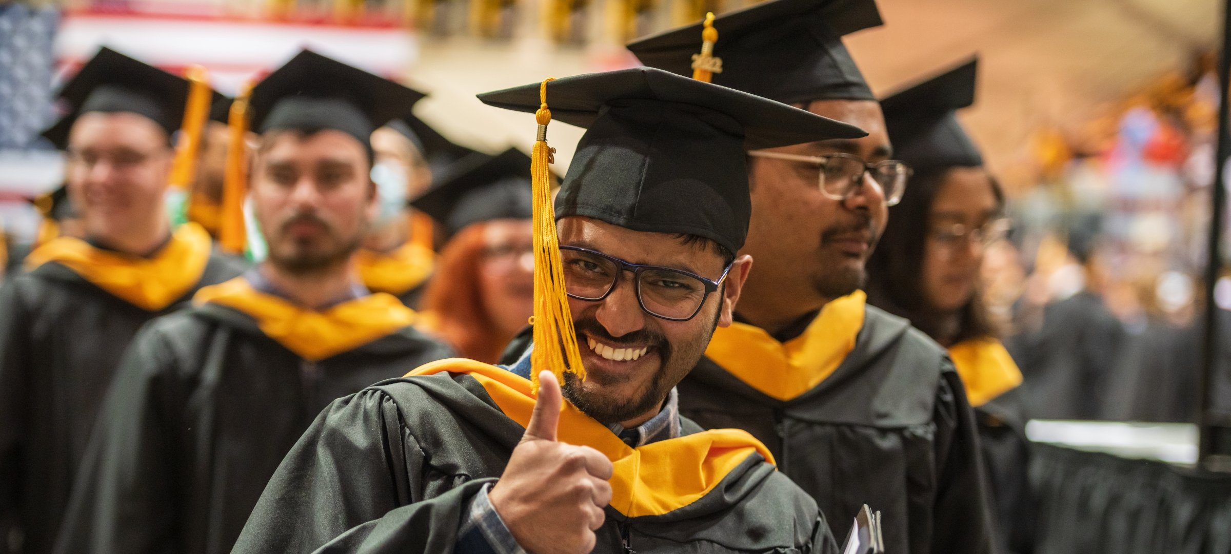 Graduate students at commencement.