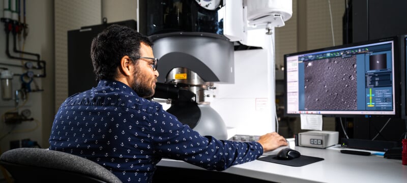 Student working in a lab