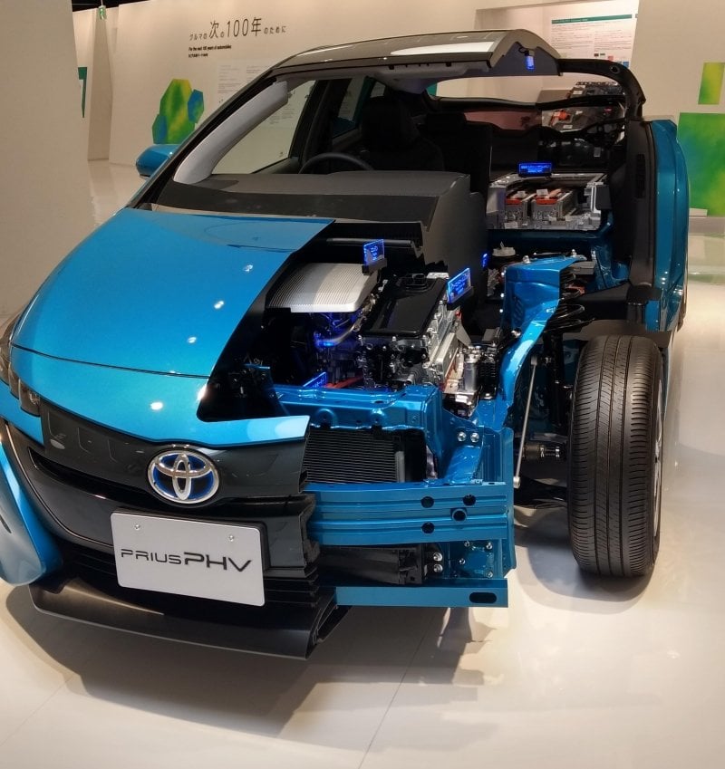 The inner workings of a Toyota Prius PHV are put on display.