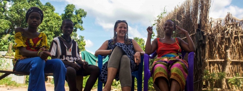 Peace corps student working with an African community.