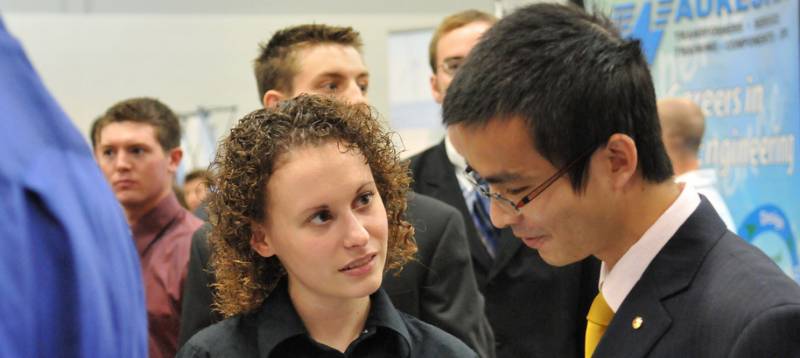 Michigan Tech student at career fair