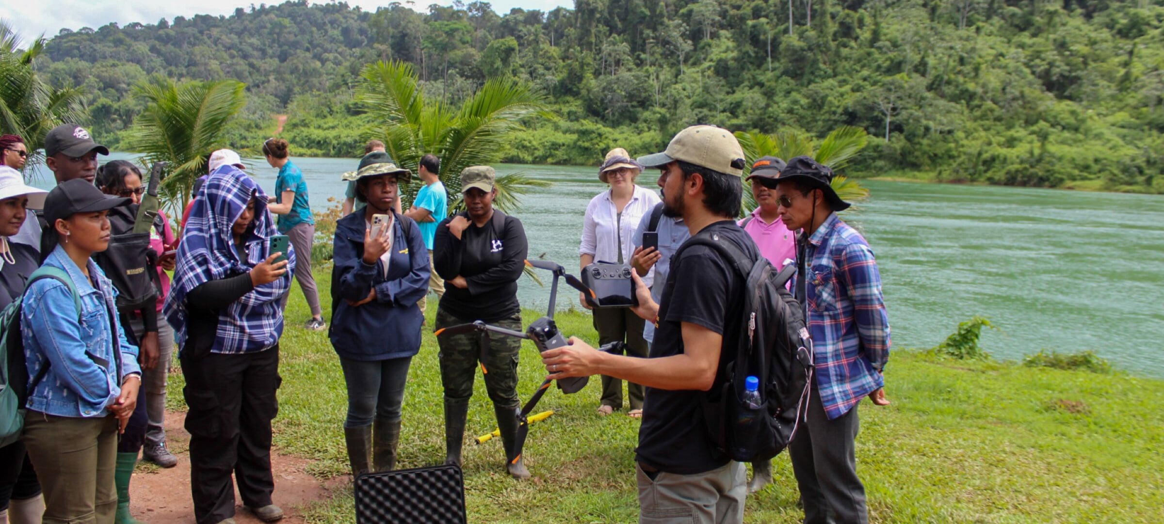 Parth Bhatt, MTU assistant teaching professor/researcher, with students from South America.
