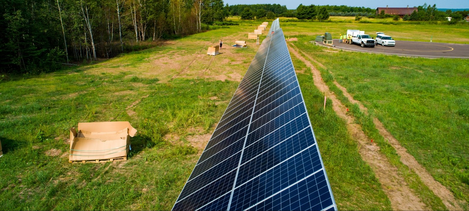 Solar panels in a field