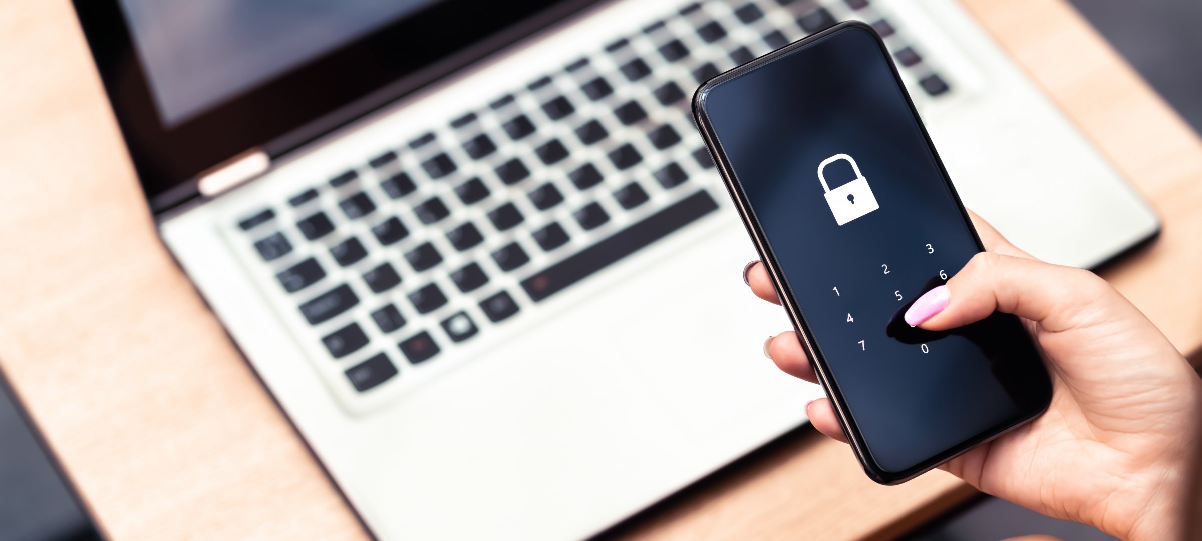 Laptop with locked cellphone