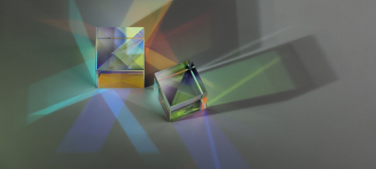 Square prisms reflecting light.