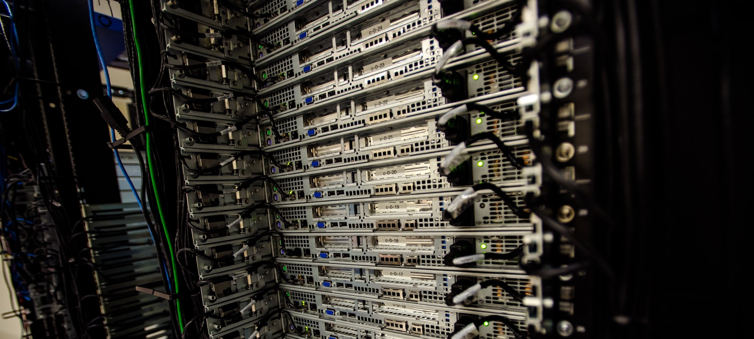 Server tower inside computing lab.