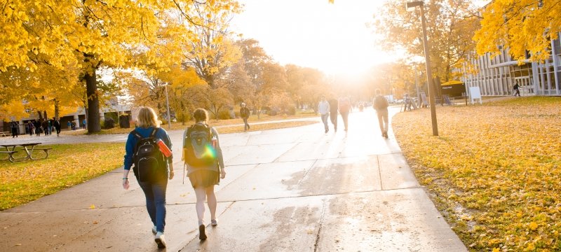 Campus in fall outside Rehki Hall