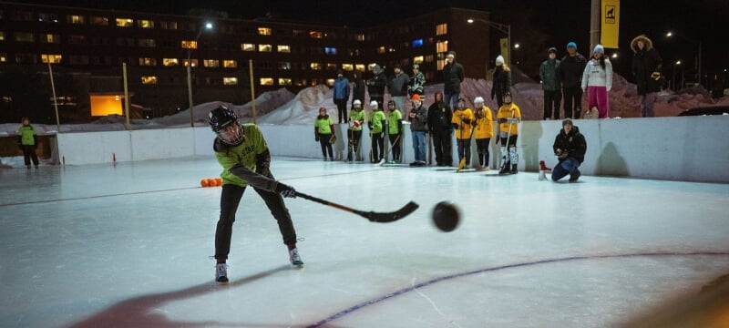 broomball during winter carnival
