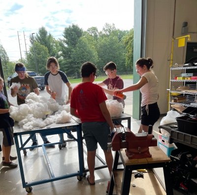 Students working on their clouds