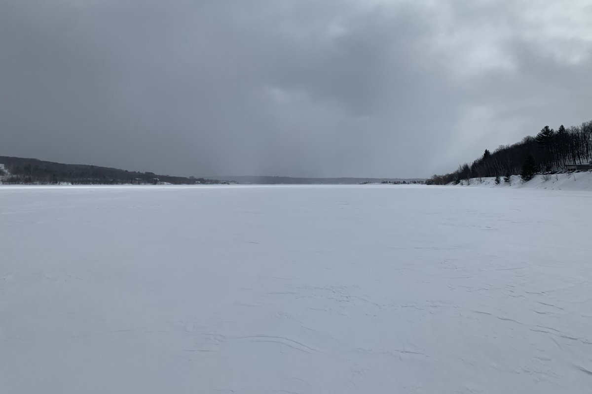 Keweenaw Waterway covered with snow.