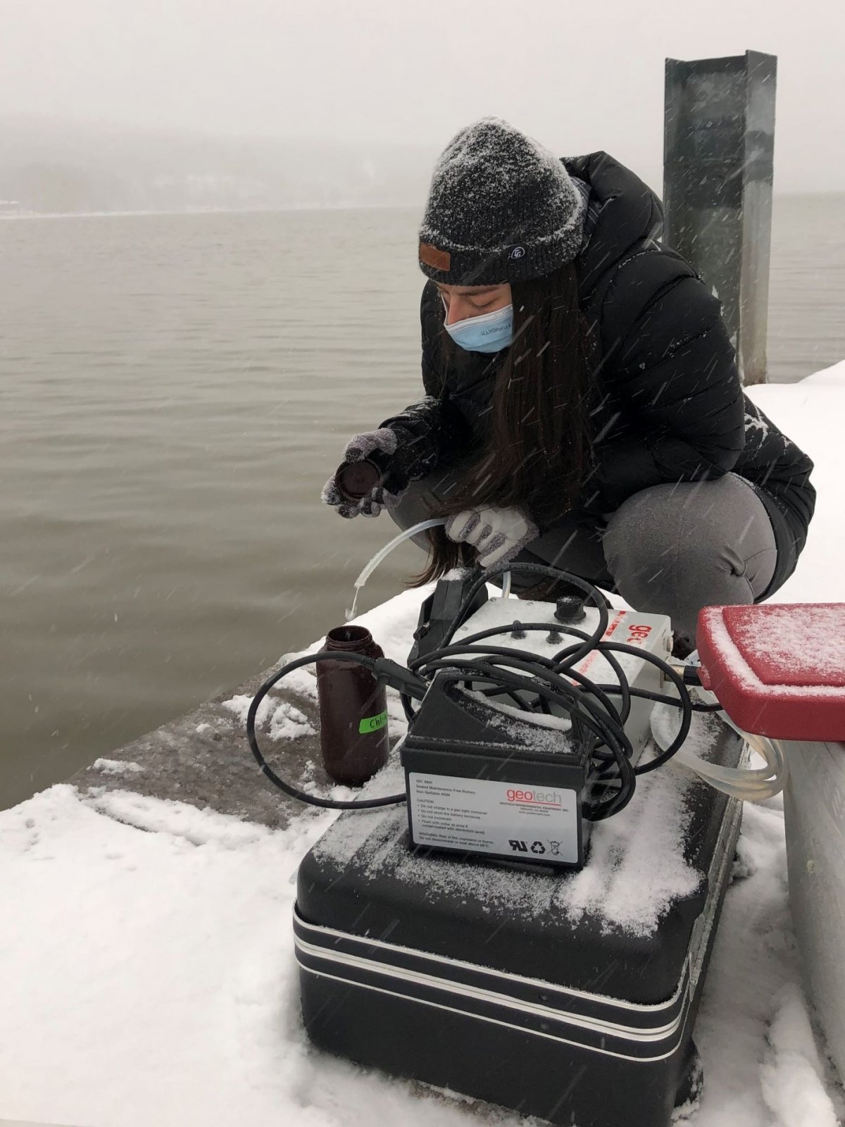 Vanessa Cubillos Tellez collecting water samples.