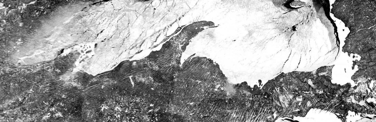 Frozen Lake Superior satellite image.