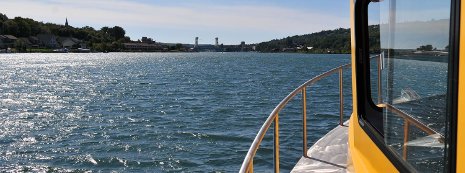 A view of the Portage Lift Bridge from the port (left) side of the Agassiz