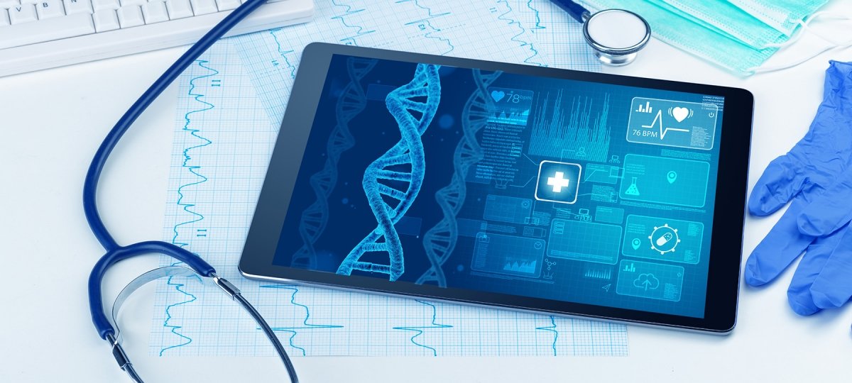 A stethoscope on top of a tablet