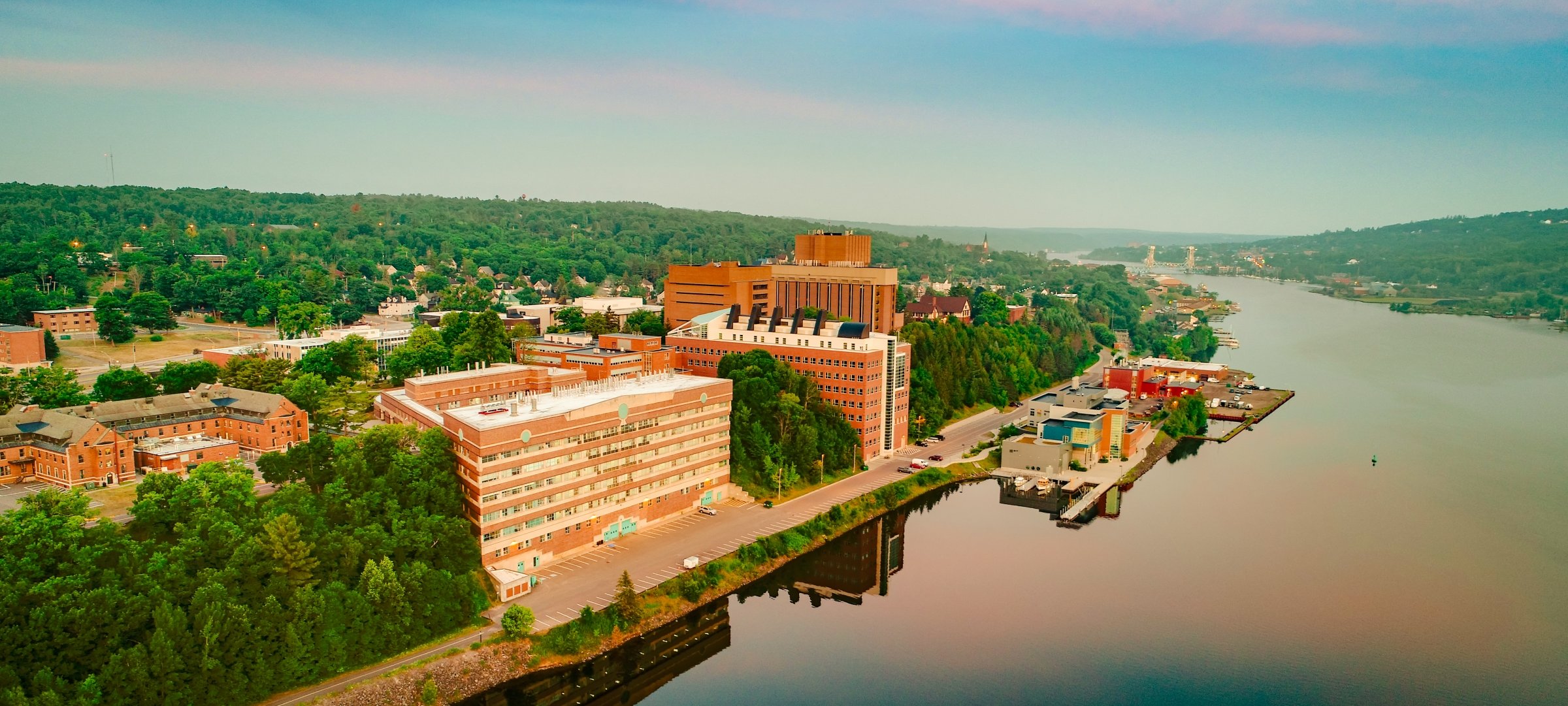 Arial shot of campus.