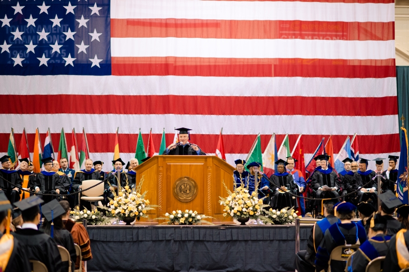 Graduates at commencement