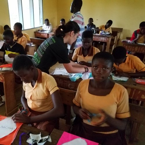 Students on an immersion trip in a classroom