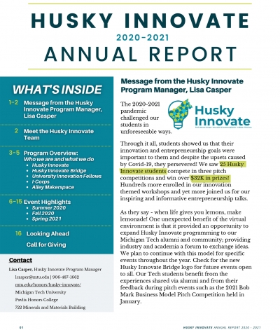 cover of the Husky Innovate 20-21 newsletter