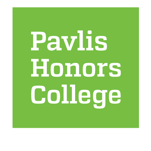 Pavlis Honors College text in green square.