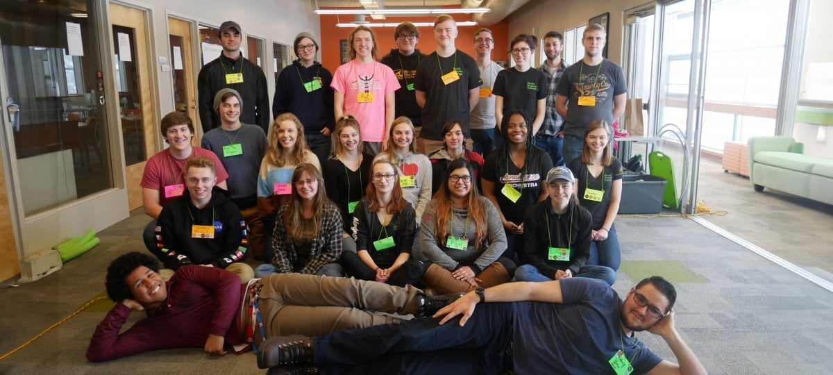 Pavlis Honors students participating in the HON2150 retreat sitting around a campfire