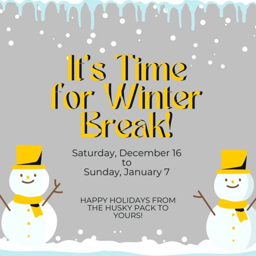 winter break starts Saturday, December 16 and ends Sunday, January 7. 