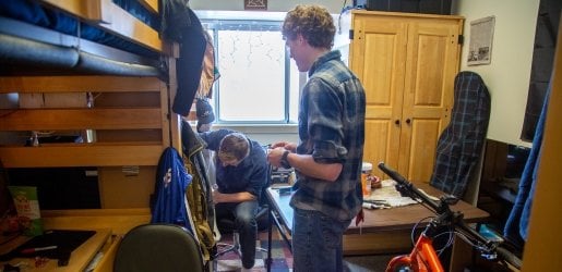 Two students in their dorm room