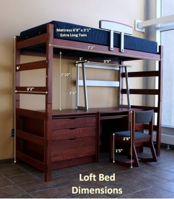 Hillside place dimensions of loft bed