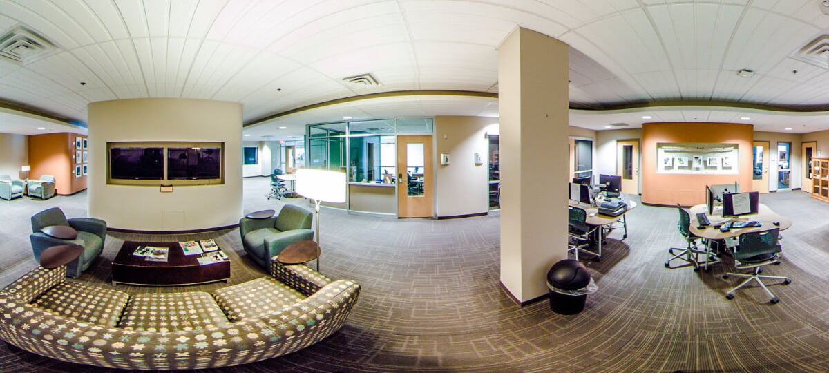 Wide angle view of the Humanities Digital Media Zone