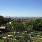 View of Barcelona from a park
