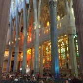 Inside a cathedral in Barcelona