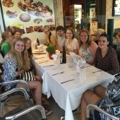 MTU students at a restaurant in Barcelona