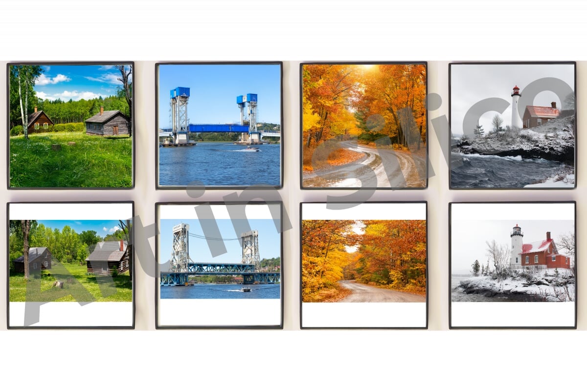 If you compare four groups of two images, you will see reality vs. how AI imagined them.